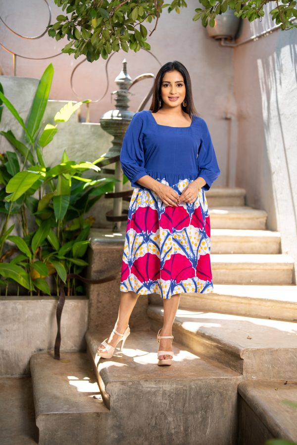 Square Necked Batik Short Dress - Image 3
