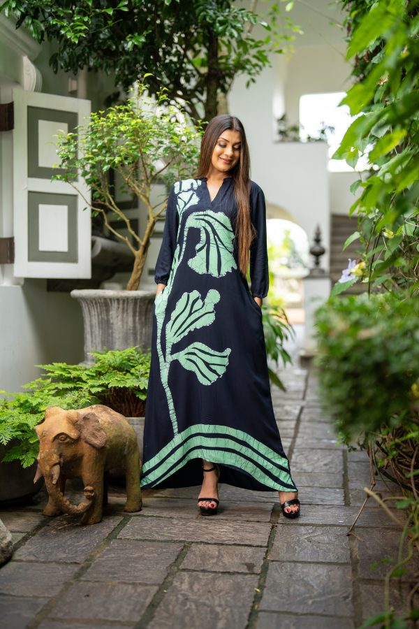 Floral Printed Batik High-Low Maxi Dress - Image 2