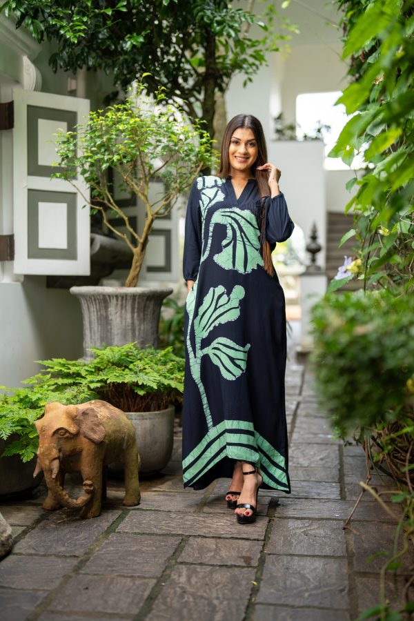 Floral Printed Batik High-Low Maxi Dress - Image 3