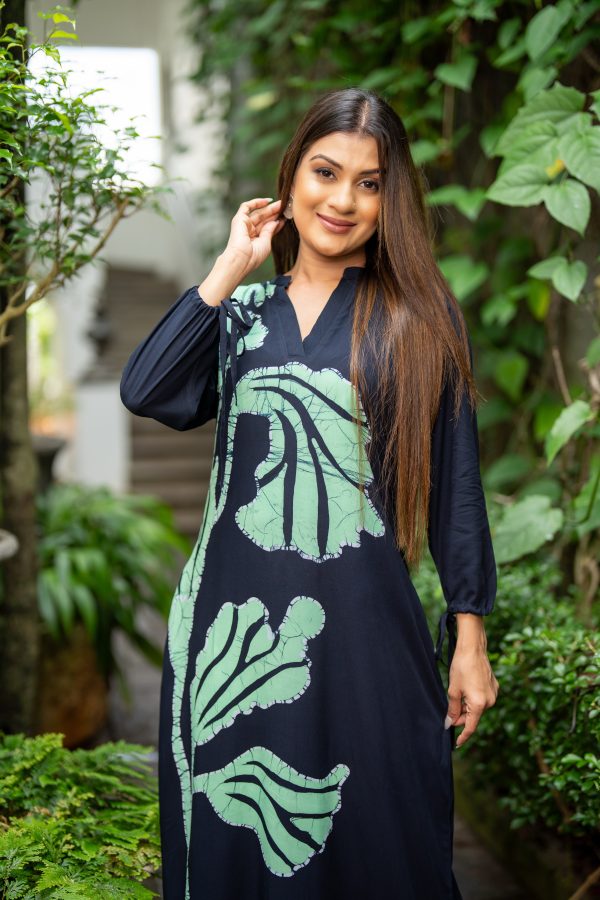 Floral Printed Batik High-Low Maxi Dress - Image 5