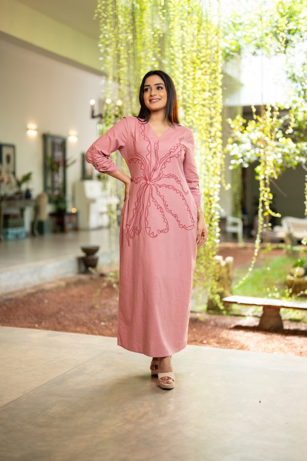 Abstract Floral Embroidered Maxi Dress - Image 2