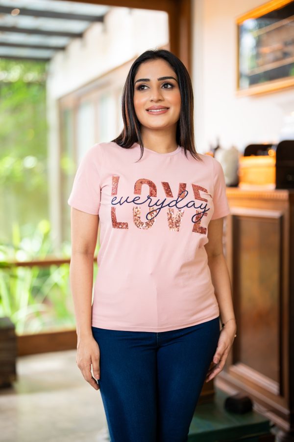 Graphic Sequin Detailed Regular Fit T-shirt - Image 2