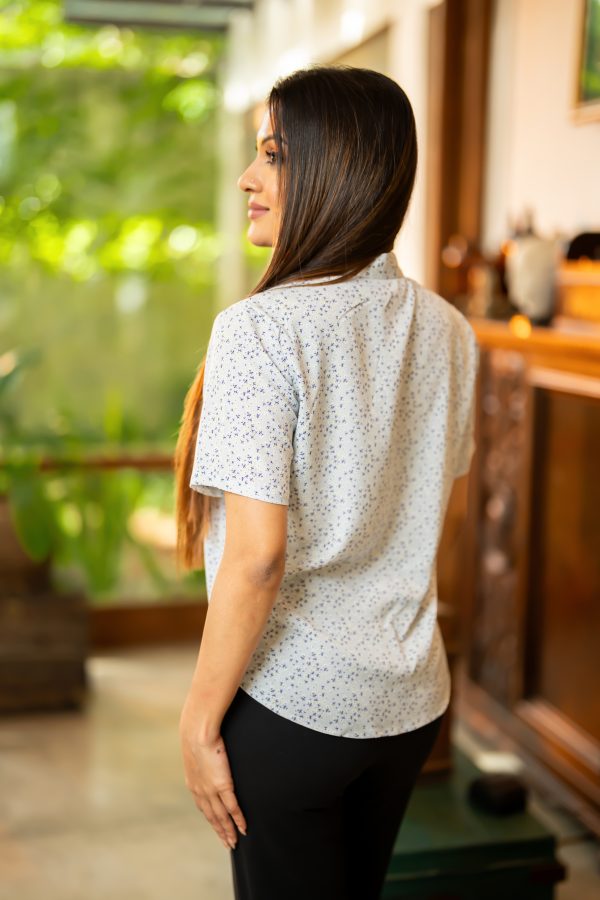 Floral Patterned Short Sleeved Shirt Blouse - Image 4