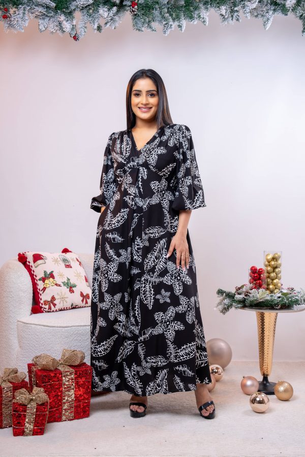 Patterned Empire Lined Maxi Dress
