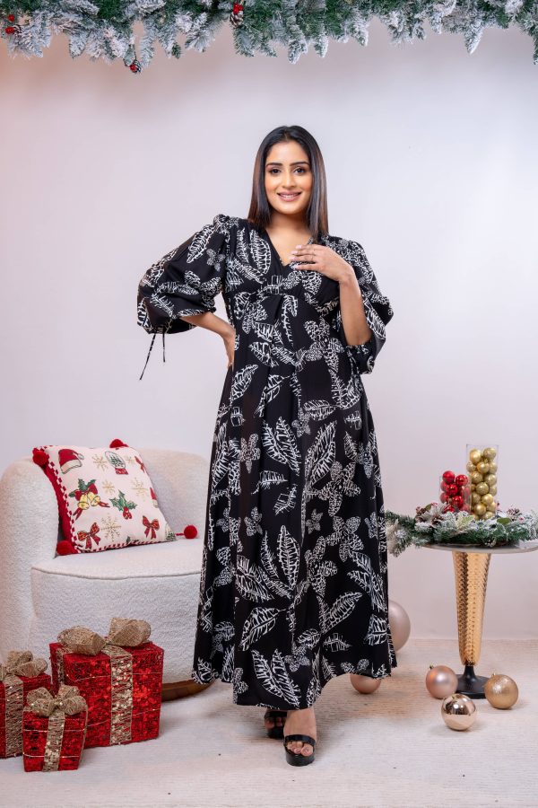 Patterned Empire Lined Maxi Dress - Image 3