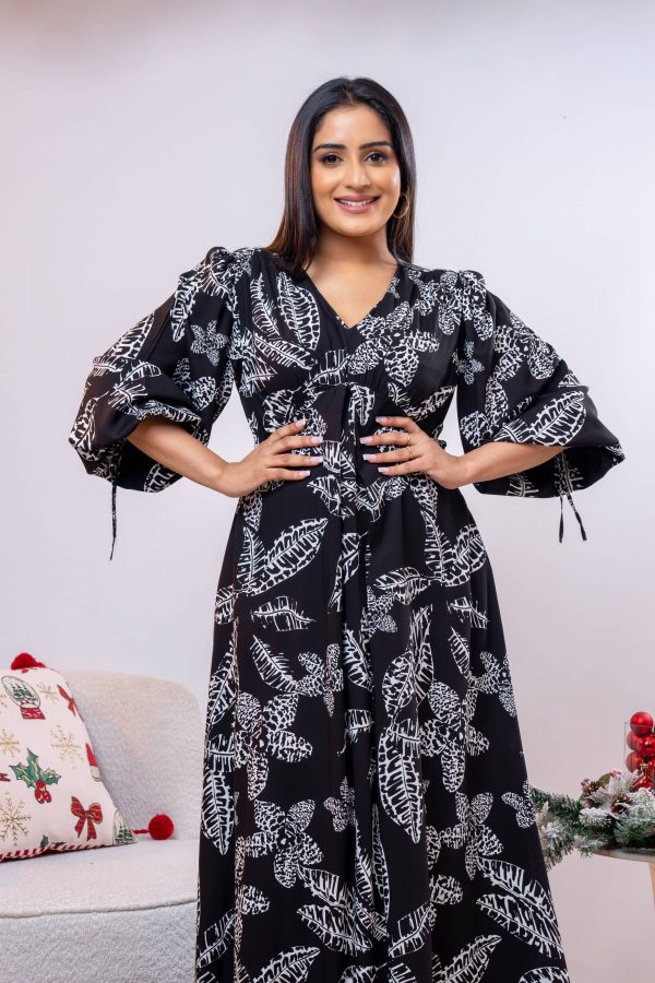 Patterned Empire Lined Maxi Dress - Image 4