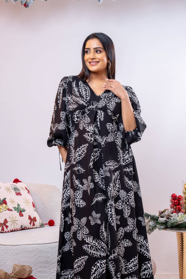 Patterned Empire Lined Maxi Dress - Image 5