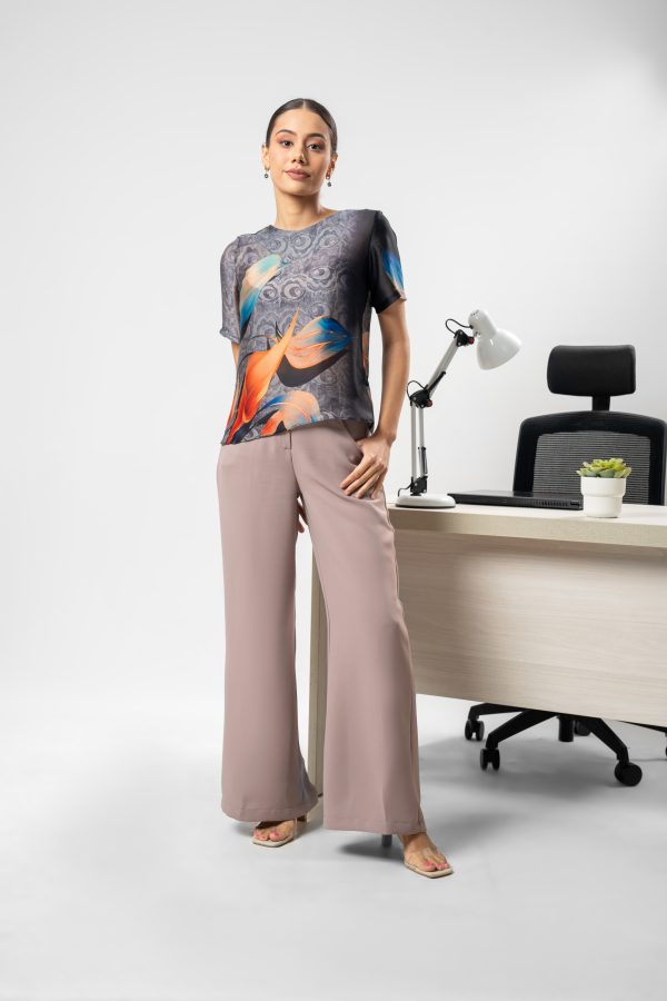 Floral Printed Jewel Necked Top - Image 4
