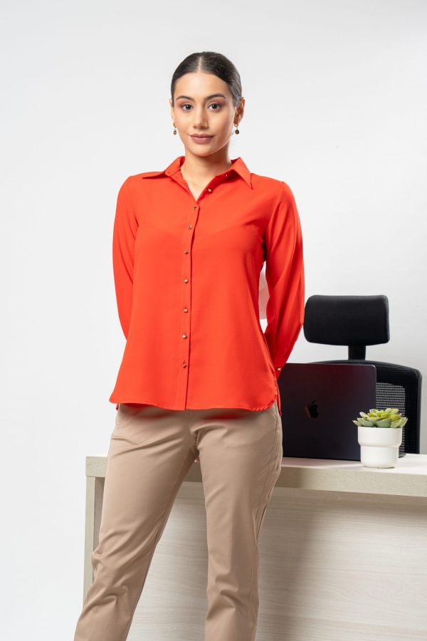 Contrast Button Detailed Button Up Shirt