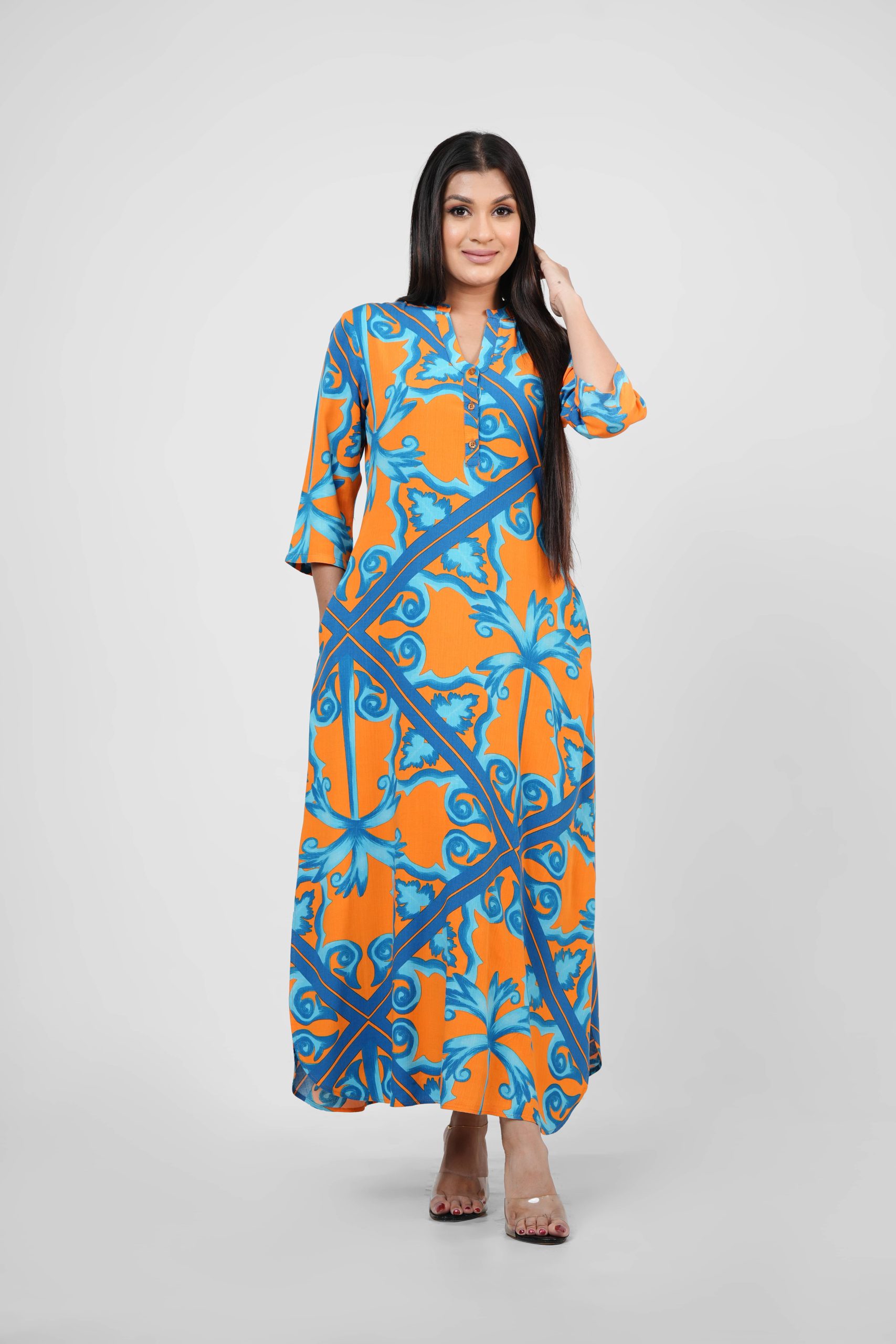 Baroque Patterned Shirt Maxi Dress - Image 2