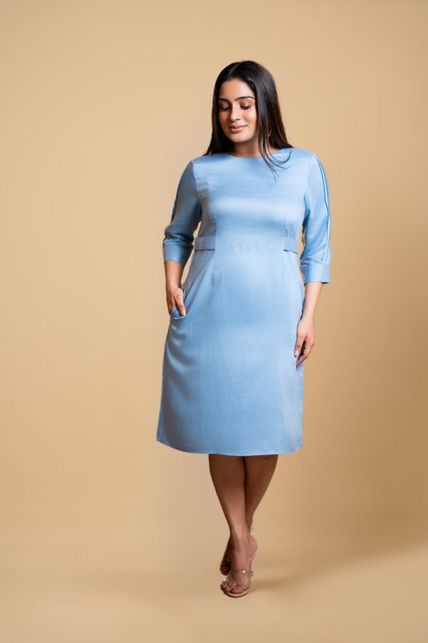 Waist Belt Detail Short Office Dress - Image 4