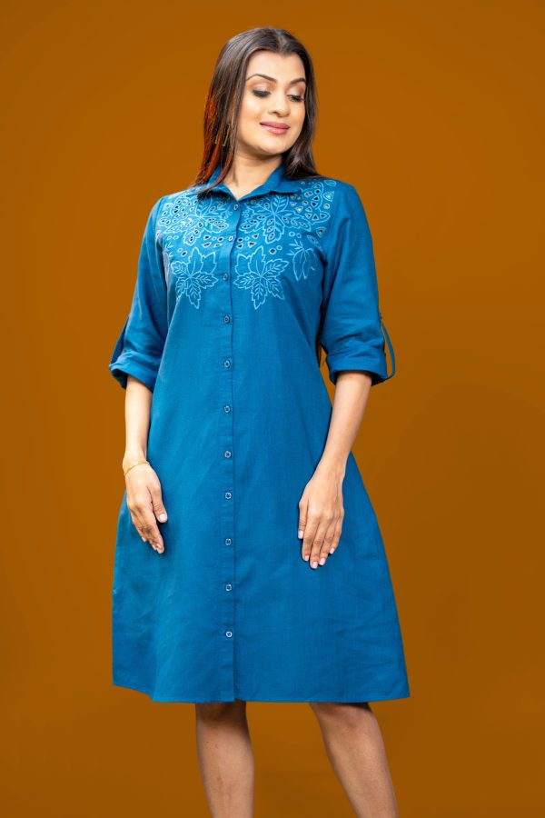 Cut-Embroidered Button Up Shirt Dress - Image 5