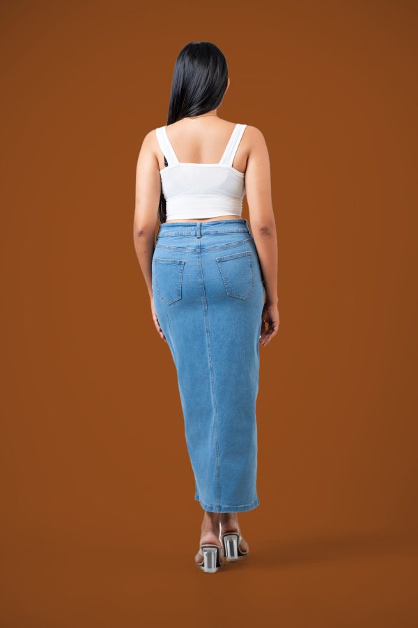 Front Slit Denim Skirt - Image 6