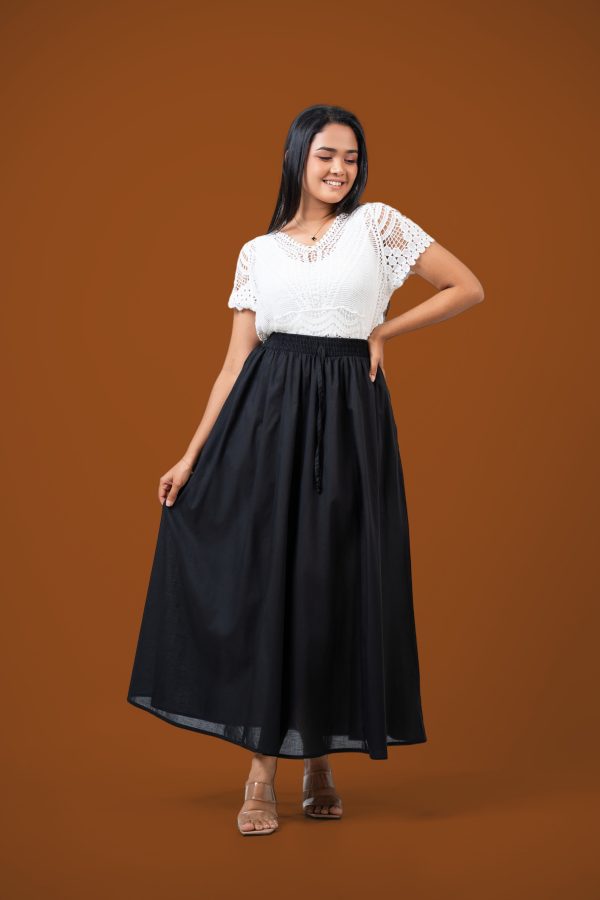 Cord Detail Gathered Maxi Skirt - Image 3