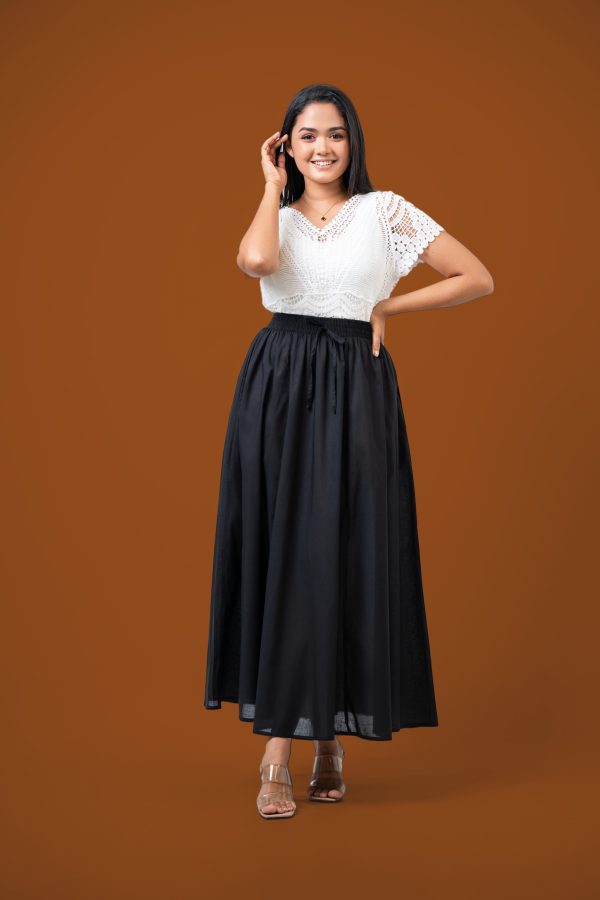 Cord Detail Gathered Maxi Skirt