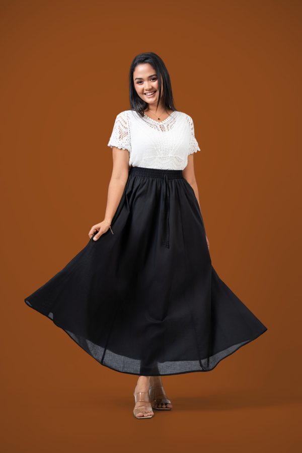 Cord Detail Gathered Maxi Skirt - Image 4