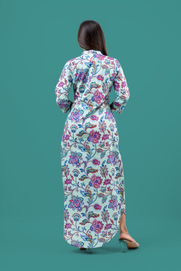 Floral Graphic Patterned Button Up Maxi Shirt Dress - Image 5