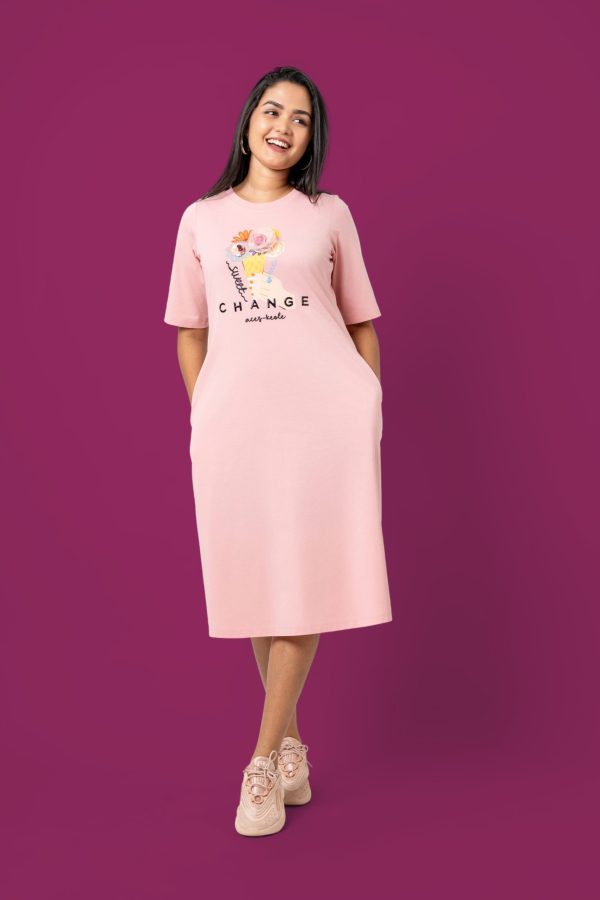 3D Embellished Loose Fit Midi T-shirt Dress - Image 5