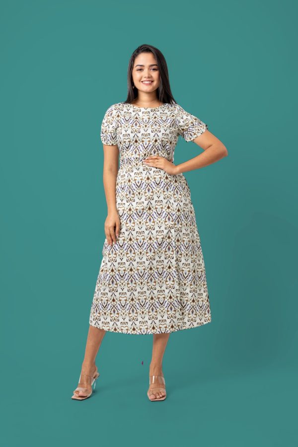 Abstract Patterned Front Slit Detail Midi Dress - Image 5