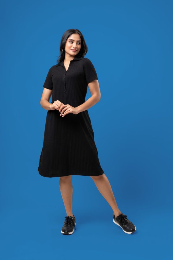 Rib Short Polo Dress - Image 4