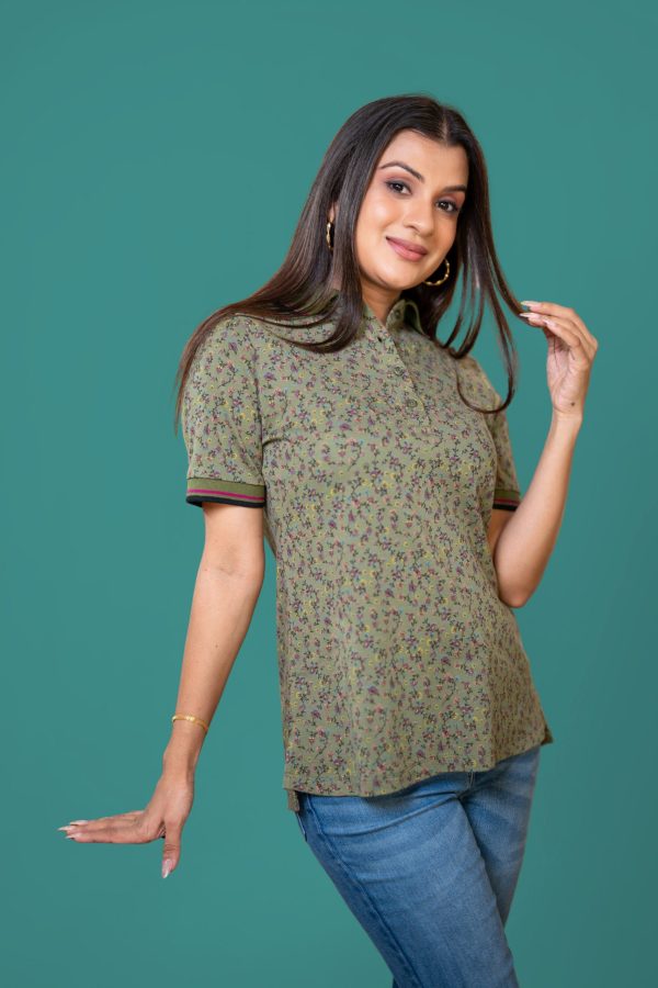 Floral Printed Polo T-Shirt - Image 2