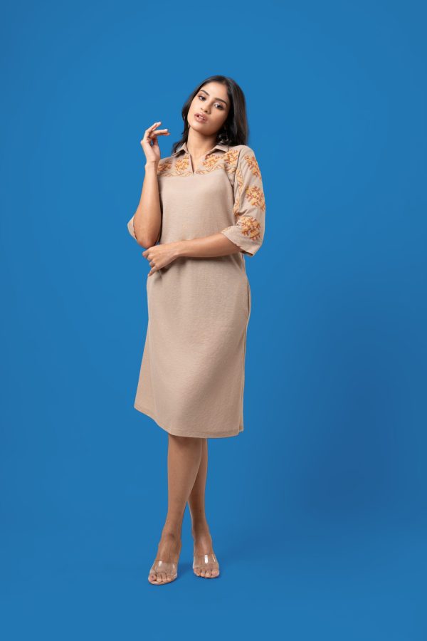 Embroidery Detail Collared Short Dress - Image 4