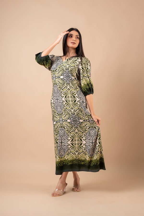 Ikat Patterned Border Detailed Maxi Dress - Image 5