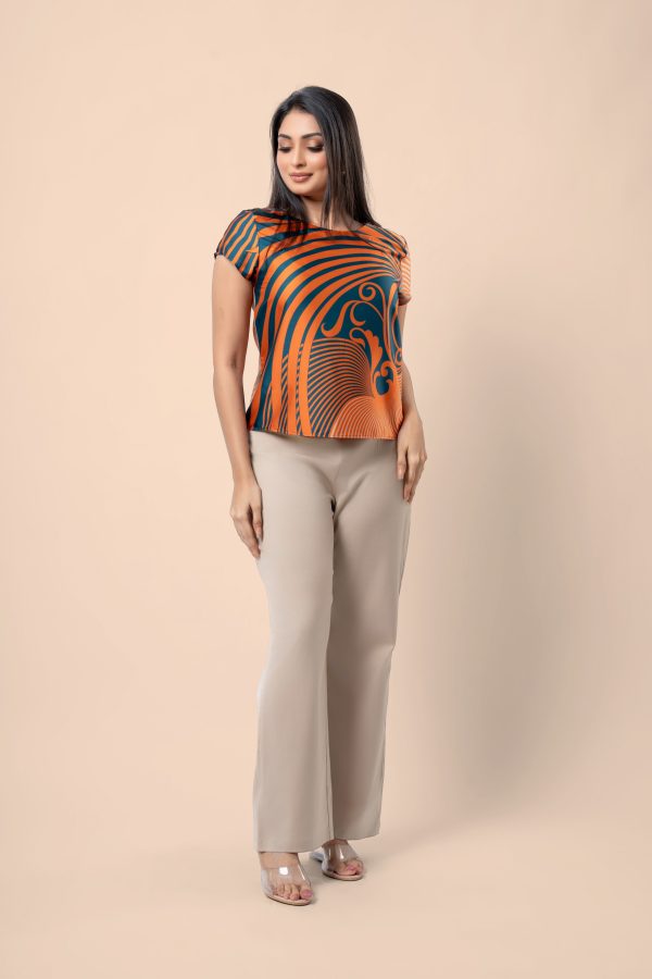 Abstract Patterned Short Sleeve Blouse - Image 5