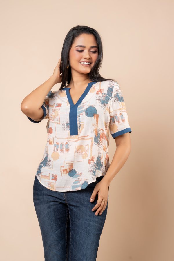 Contrast Detailed Short Sleeve Top - Image 2
