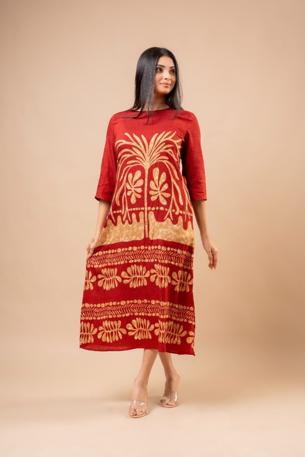 Abstract Botanical Patterned Midi Dress - Image 2