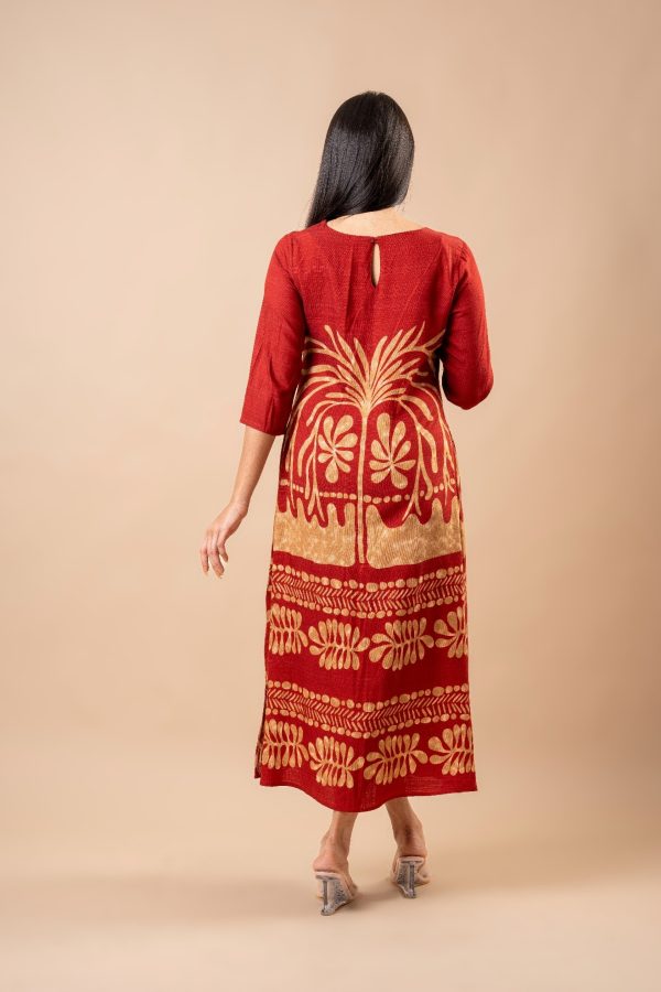 Abstract Botanical Patterned Midi Dress - Image 6