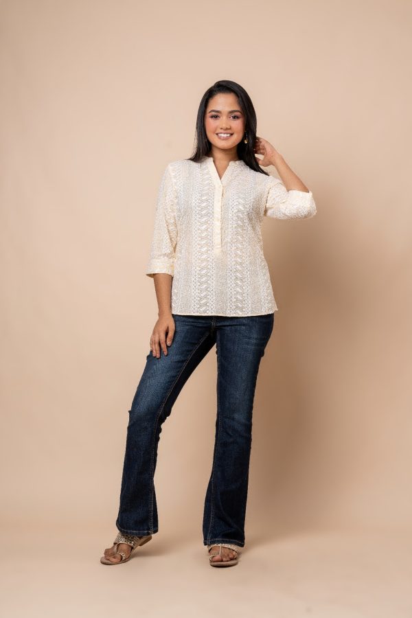 Half Button-Down Shirt Blouse - Image 3