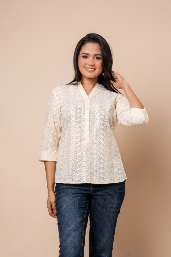 Half Button-Down Shirt Blouse
