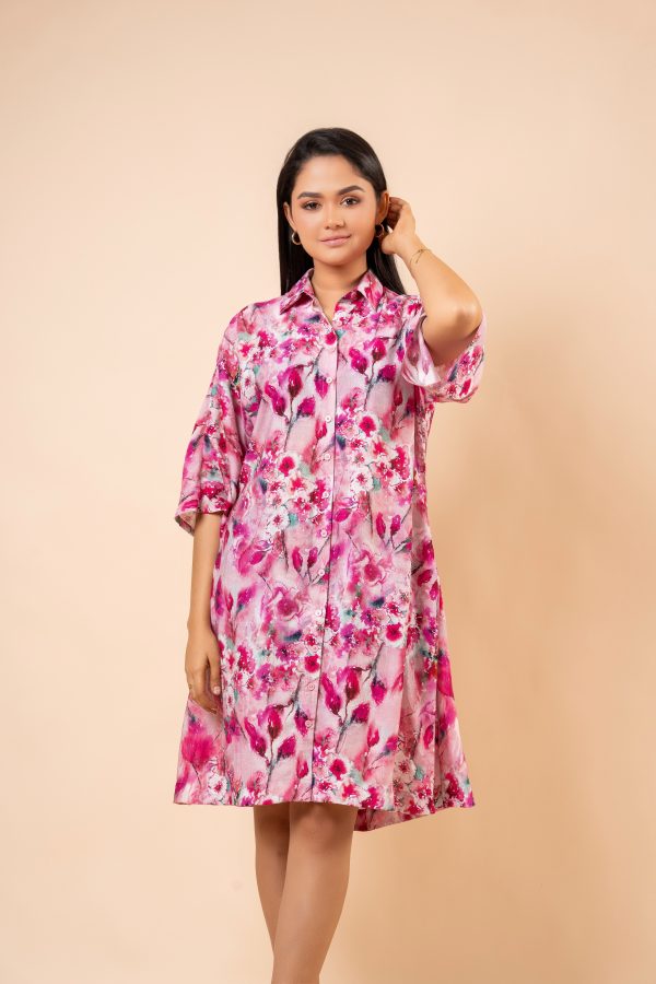 Floral Patterned Maggie Sleeve Short Dress - Image 5