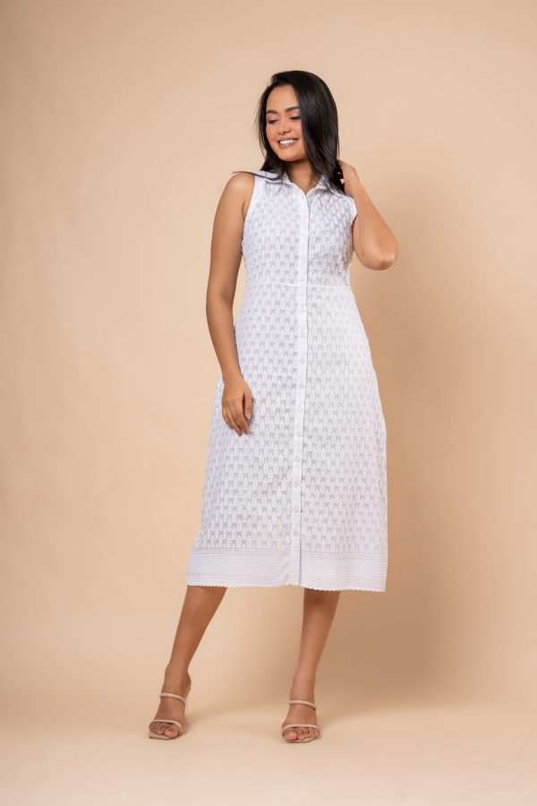 Sleeveless Collared Button-Down Midi Dress - Image 6