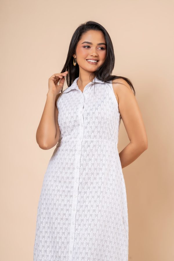 Sleeveless Collared Button-Down Midi Dress - Image 7