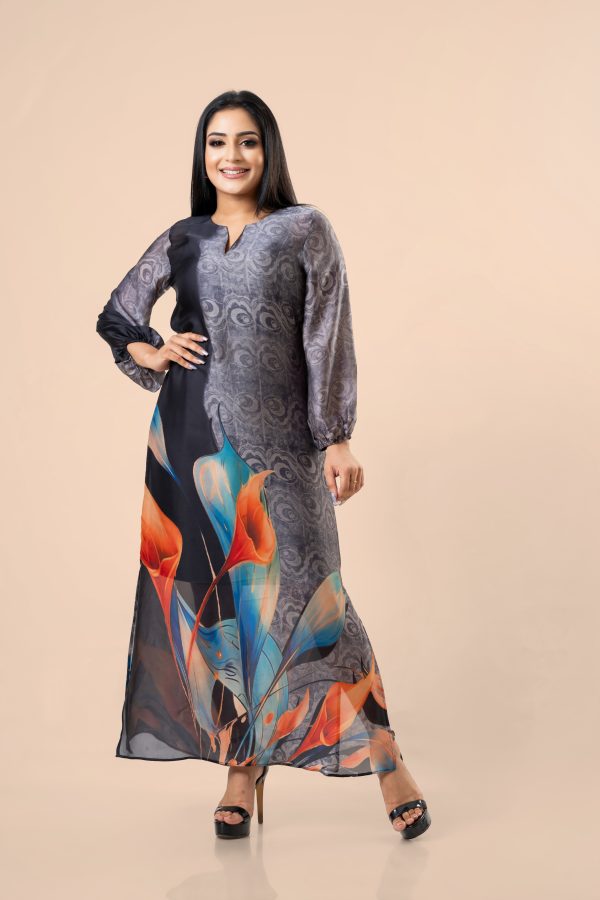 Abstract Floral Patterned Maxi Dress - Image 5