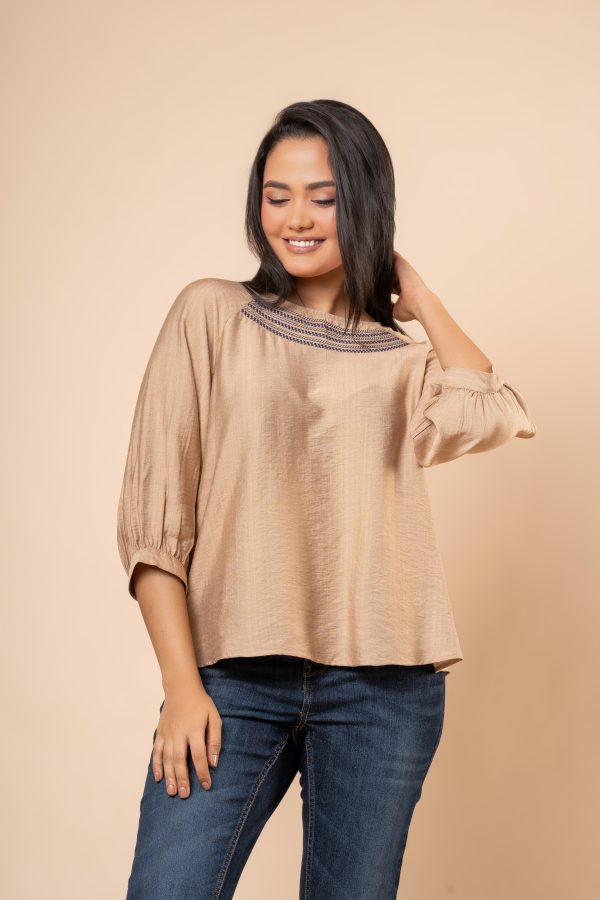 Embroidery Detail Puff Sleeve Blouse - Image 2