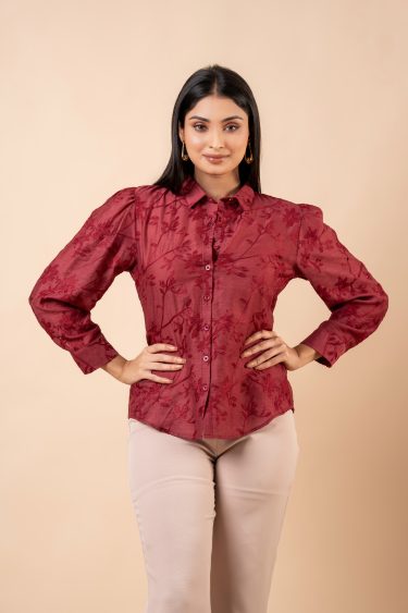 Floral Embroidered Shirt Blouse