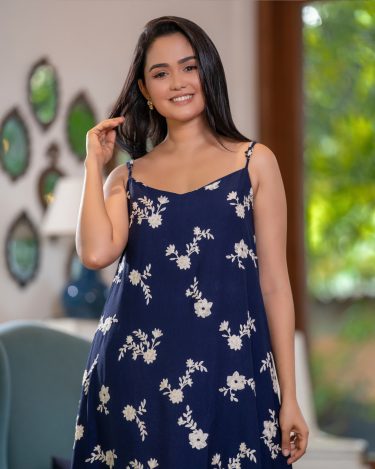 Embroidered Strappy Maxi Dress