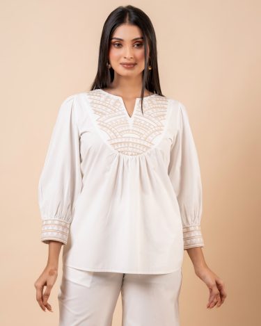 Embroidery Detail Top and Pants Set