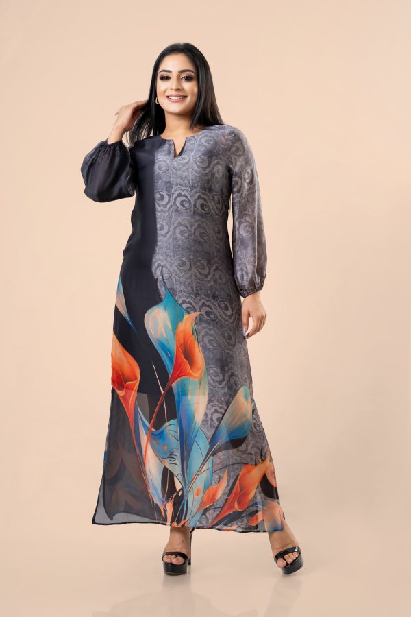 Abstract Floral Patterned Maxi Dress - Image 3