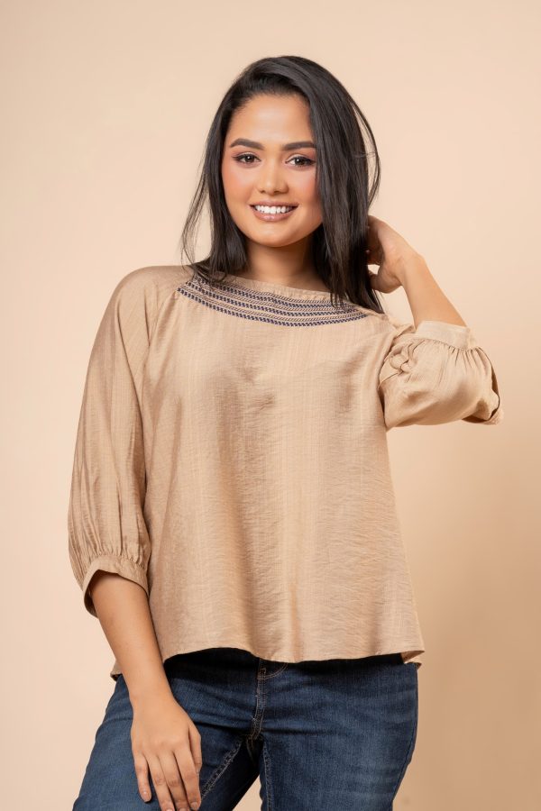 Embroidery Detail Puff Sleeve Blouse - Image 3