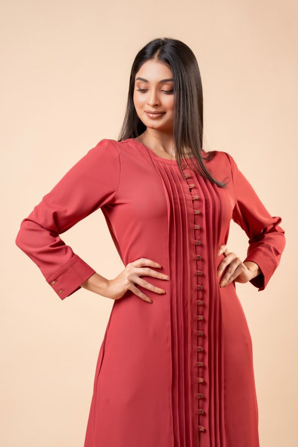 Pleat Detail Button-Down Short Dress - Image 3