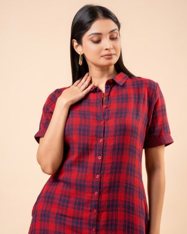 Plaid Patterned Short Shirt Dress