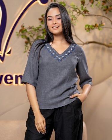 V-Neckline Embroidery Top