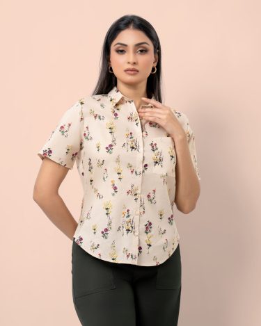 Floral Printed Shirt with Pocket Detail