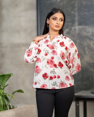 Neck Frill Detail Raglan Long Sleeve Top