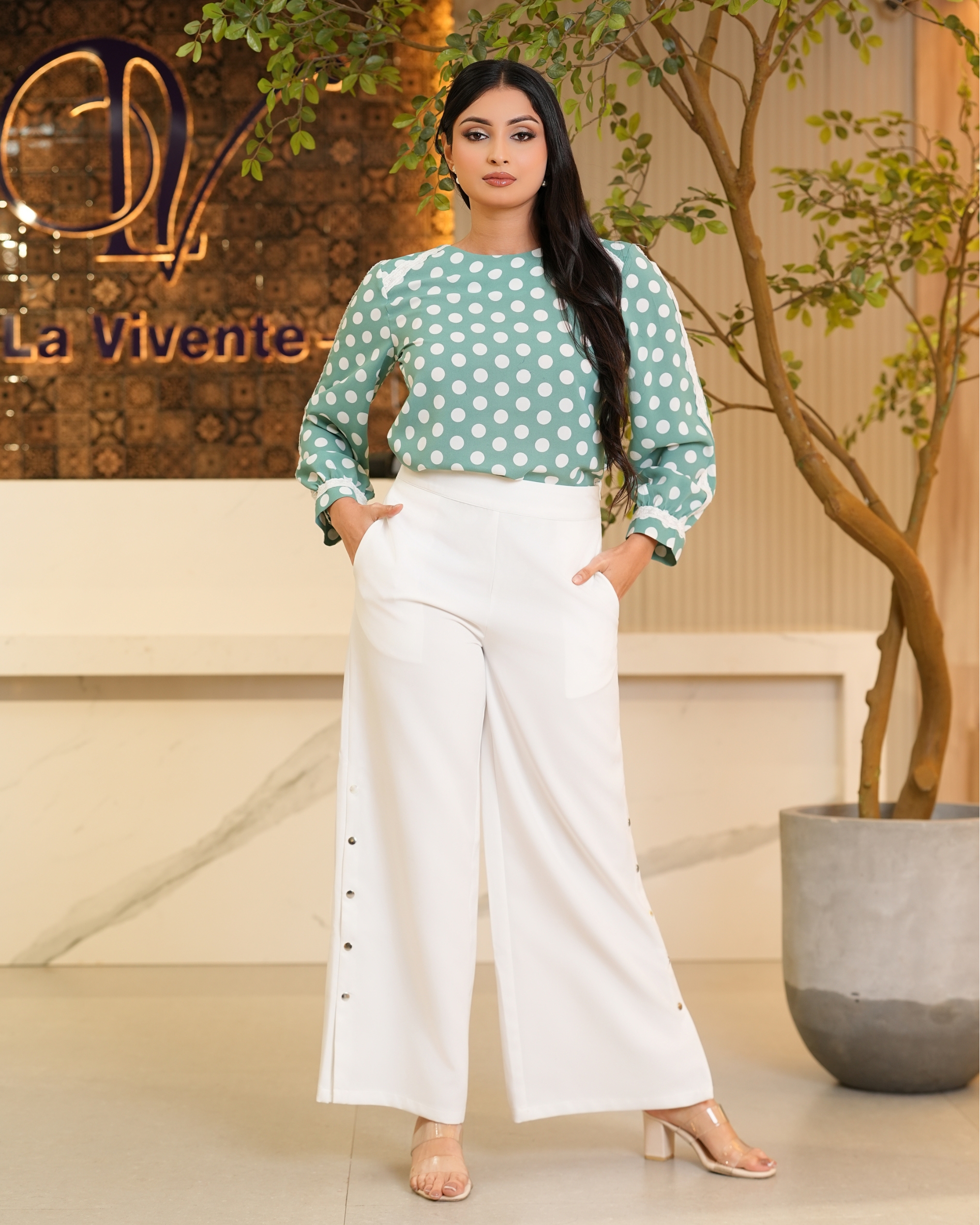 Snap Button Detail Office Pant