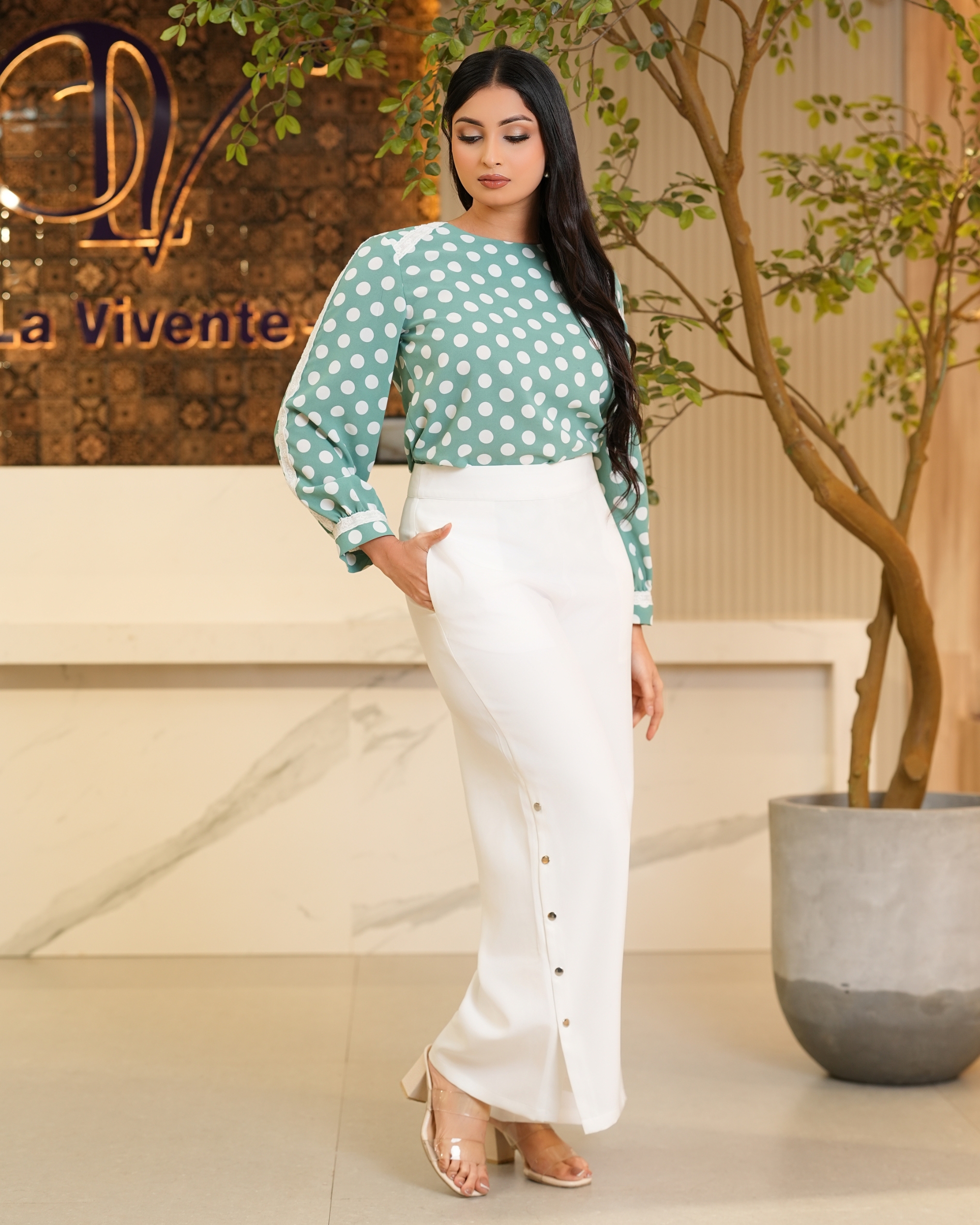 Snap Button Detail Office Pant - Image 3